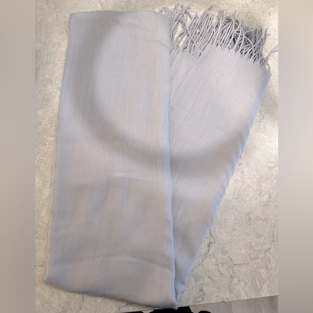 Elegant Light Gray Pashmina Fringe Scarf